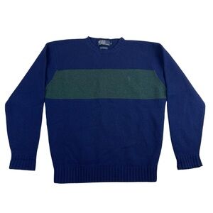 SOLD- Vtg Polo Ralph Lauren Sweater Knit Pullover Lambs Wool Color-block Mens M